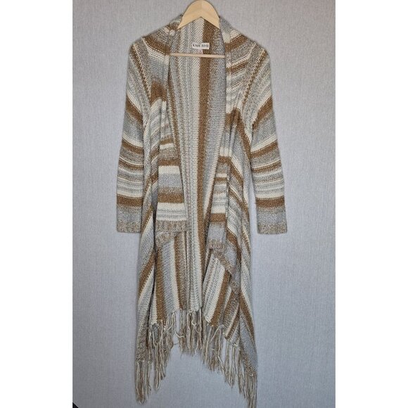 💙 Knox Rose Long Line Fringe Cardigan Size M Warm Cozy Western Boho Cottage Fes - Picture 8 of 8